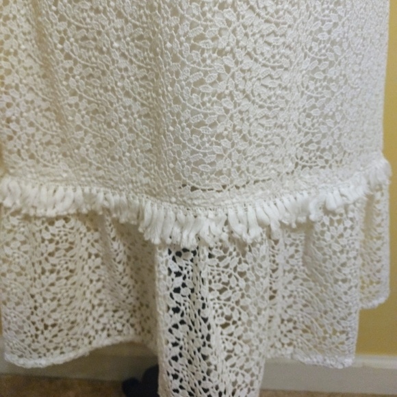 Kaari Blue crochet lace fringe dress NWT medium *Z - Picture 7 of 8